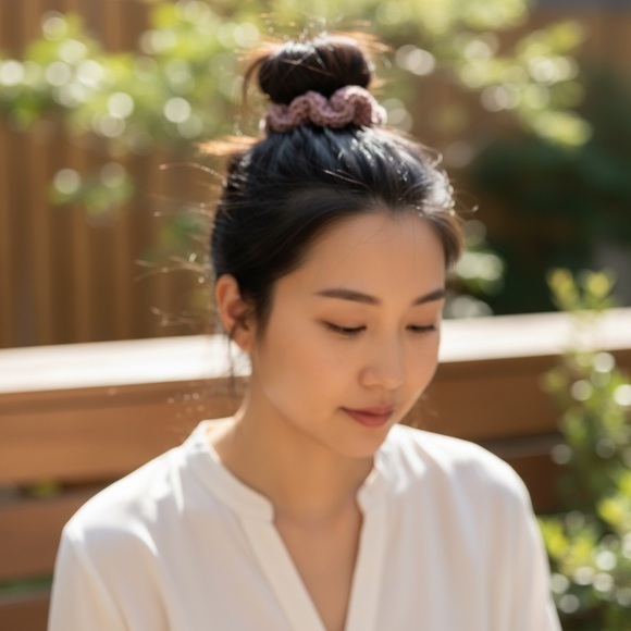 Handmade Accessories - Elegant Pink Sparkling Hair Scrunchie